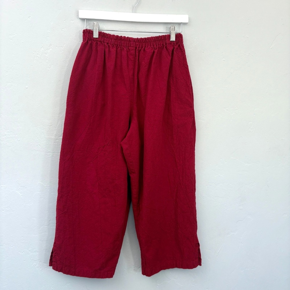 Alfredo's Wife Wide Leg Crop Pants Women Size Medium Red Pull On
